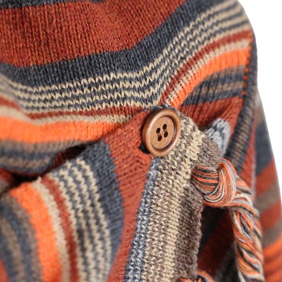 Goldstitch Brown Striped Fringe Cardigan Sweater | Size M - Picture 5 of 10